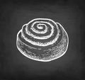 Chalk sketch of cinnamon roll Royalty Free Stock Photo