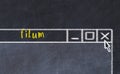 Concept of dealing with problem. Chalk drawing of closing browser window with caption filum Royalty Free Stock Photo