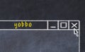 Concept of dealing with problem. Chalk drawing of closing browser window with caption yobbo Royalty Free Stock Photo