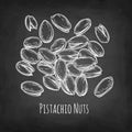 Chalk sketch of pistachio nuts