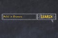 Chalk sketch of search engine. Concept of searching and booking a hotel in Dromore Royalty Free Stock Photo