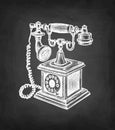 Chalk sketch of vintage phone. Royalty Free Stock Photo