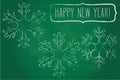 Chalk snowflakes frame and New Year greetings Royalty Free Stock Photo