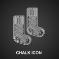 Chalk Socks icon isolated on black background. Vector Royalty Free Stock Photo