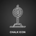 Chalk Speed limit traffic sign 80 km icon isolated on black background. Vector Royalty Free Stock Photo