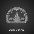Chalk Speedometer icon isolated on black background. Vector