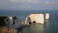 Chalk stack rock formations Old Harry Rocks Isle of Purbeck in Dorset southern England UK