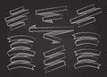 Chalk stroke white ribbon banner vector set Royalty Free Stock Photo