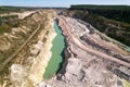 Chalk structure on artificial mountain after open pit development. Extraction of chalk and limestone in open cast for construction