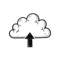 Chalk-style cloud with upward arrow icon on transparent background Royalty Free Stock Photo