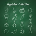 Chalk style outline vegetable symbol set