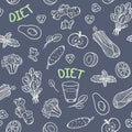 Chalk style vegetables seamless pattern