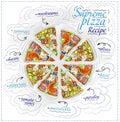 Chalk supreme pizza recipe vector graphic mockup