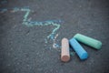 Chalk on Textured Asphalt. Colorful Draw Lines. Childhood and parenting. Education.