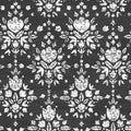 Chalk textured floral damask seamless pattern
