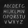 Chalk vector alphabet. Retro hand drawn letters A-Z isolated on chalkboard. Sans serif font. Latin uppercase handwriting symbols Royalty Free Stock Photo