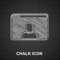 Chalk Video chat conference icon isolated on black background. Online meeting work form home. Remote project management Royalty Free Stock Photo