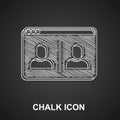 Chalk Video chat conference icon isolated on black background. Online meeting work form home. Remote project management Royalty Free Stock Photo