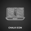 Chalk Video chat conference icon isolated on black background. Online meeting work form home. Remote project management Royalty Free Stock Photo