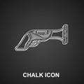 Chalk Vintage pistol icon isolated on black background. Ancient weapon. Vector Royalty Free Stock Photo