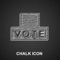 Chalk Vote box or ballot box with envelope icon isolated on black background. Vector