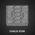 Chalk Wardrobe icon isolated on black background. Vector Royalty Free Stock Photo