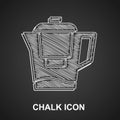 Chalk Water jug with a filter icon isolated on black background. Vector