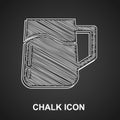Chalk Wooden beer mug icon isolated on black background. Vector