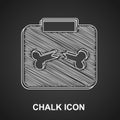 Chalk X-ray shots with broken bone icon isolated on black background. Vector Royalty Free Stock Photo