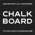 Chalkboard alphabet vector font. Distressed letters and numbers.