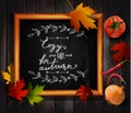 Chalkboard with autumn leaves Royalty Free Stock Photo