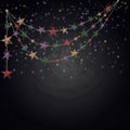 Chalkboard background with drawing bunting stars Royalty Free Stock Photo