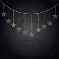 Chalkboard background with drawing bunting stars Royalty Free Stock Photo