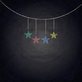 Chalkboard background with drawing bunting stars Royalty Free Stock Photo
