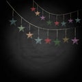Chalkboard background with drawing bunting stars Royalty Free Stock Photo