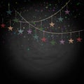 Chalkboard background with drawing bunting stars Royalty Free Stock Photo