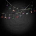 Chalkboard background with drawing bunting stars Royalty Free Stock Photo