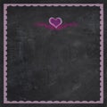 Chalkboard background with purple scalloped border. Heart