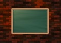 Chalkboard background template on brick pattern texture wall