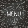 Chalkboard Baking Vector Food Doodle Icons Seamless Pattern 1