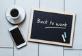 Chalkboard or Blackboard concept saying Back to Work Royalty Free Stock Photo