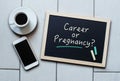 Chalkboard or Blackboard concept saying - CAREER or PREGNANCY?