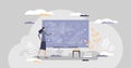 Chalkboard or blackboard with teacher writing scribble tiny person concept Royalty Free Stock Photo