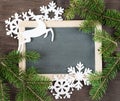 Chalkboard with Christmas decorations Royalty Free Stock Photo