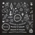 Chalkboard Christmas doodles set