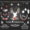 Chalkboard Christmas Flowers, Deer, Rustic Christmas, Wreath, Christmas ornaments