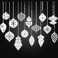 Chalkboard Christmas Ornaments,Christmas Balls Decorations,Christmas Hanging Decoration set. Royalty Free Stock Photo