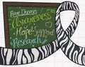 Chalkboard with Precepts and Zebra Ribbon for Rare Disease Day, Vector Illustration