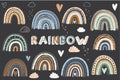 Chalkboard Cute Boho Rainbow Elements Royalty Free Stock Photo