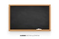 Chalkboard 3D. Realistic black blackboard in wooden frame isolated on white background.chalk on a blackboard.Rubbed out Royalty Free Stock Photo